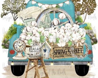Cotton sublimation-cotton truck digital download-vintage truck sublimation design-rustic farmhouse sublimation download-rustic clipart-png
