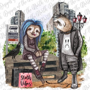 Sloth vibes-sloths sublimation-goth sloth sublimation-goth sloth-goth sloth clipart-goth sloth digital download-goth sloth png-sloth clipart