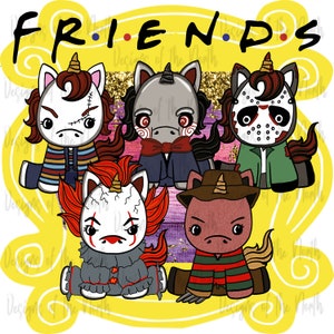 sublimation design-png-waterslide-halloween friends-design download-t-shirt design-digital-halloween unicorn sublimation-horror friends-png