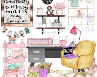 craft room design-cricut sublimation design-creativity is messy design-cha-ching sublimation design-girly craft room sublimation clipart-png