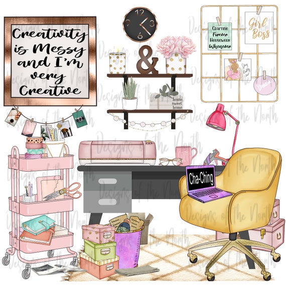 Craft Room Design-cricut Sublimation Design-creativity is Messy  Design-cha-ching Sublimation Design-girly Craft Room Sublimation  Clipart-png 