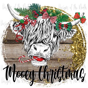 sublimation design-png-waterslide-christmas design-design download-t-shirt design-digital download-mooey christmas  sublimation-rustic cow