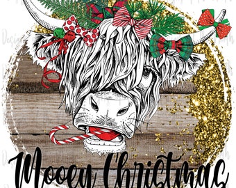 sublimation design-png-waterslide-christmas design-design download-t-shirt design-digital download-mooey christmas  sublimation-rustic cow
