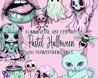 Pastelowy Halloween png clipart do użytku komercyjnego pakiet- pastelowy halloween- pastelowy halloween clipart- słodki halloween png clipart- halloween pastelowy