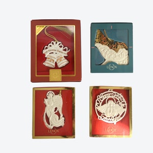 Lenox Collectible Christmas Ornaments Beautiful Detail Porcelain In Box. Lot of 4 Excellent Condition