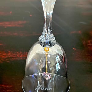 Vintage Austria Birthday Crystal Bell JUNE Pink Heart Ringer