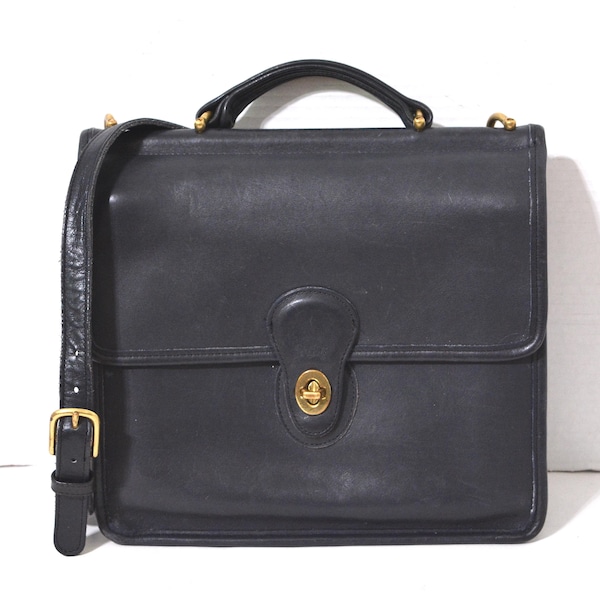Vintage Coach Y2K Willis Bag Czarna skórzana torebka typu messenger crossbody 9927