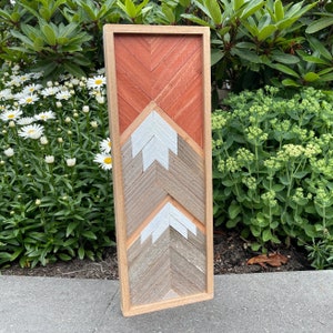 Reclaimed Wood Mountain Wall Art,   Up-Cycled Wall Decor, Handmade Mountain Art, Cabin Decor, Modern Wood Art #20