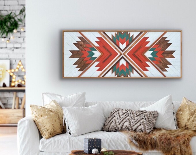 Boho Style Reclaimed Wall Art, Geometric Wall Decor, Mountain Modern