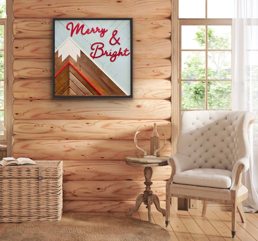 Christmas Reclaimed Mountain Wood Art Christmas Wood Sign Etsy