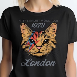 Bowie Cat Graphic Tee: Humorous Rock and Roll Unisex T-Shirt