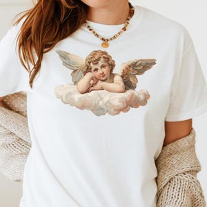 Vintage Angel Tee Shirt, Coquette Aesthetic, Angel Core, Cherub T Shirt, Y2k Aesthetic, Trendy Christian Art Shirt,Guardian Angel, Spiritual