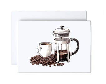 Coffee Cards, Coffee Lover Note Cards Pack of 10, Barista Folded Stationery, Latte, Cappuccino Greeting card, Any Occassion Cards, Thank You