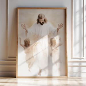 Jesus Loves You, PRINTABLE Christian Wall Art, Jesus and Children, Jesus Art, Nursery Bible Art, Jesus Christian Kids Painting, Faith Gift