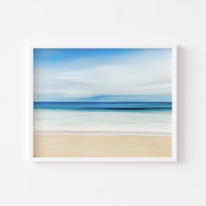 Printable Wall Art, Abstract Beach Painting, Contemporary Coastal Print, Beach House Decor, Blue Ocean Wave Poster