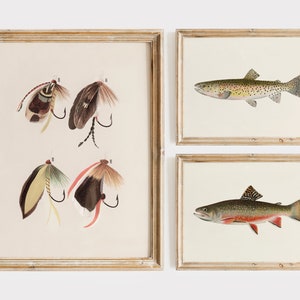 Fishing Prints Set of 3, Angler Gallery Wall Art Set, Lure Fishing Digital Download, Lake House Cottage Decor