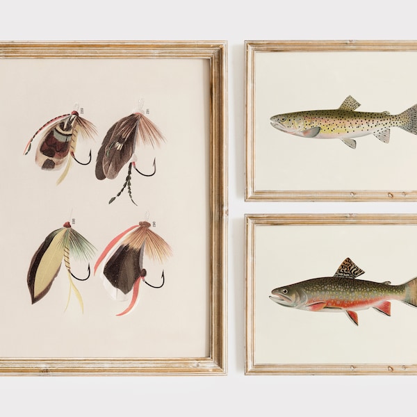 Láminas artísticas de pescador: Señuelos de pesca de la casa del lago (descarga digital)