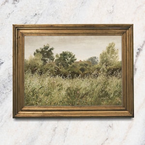 Country Summer Field Art Print, Unframed Oil Painting Print,Oil Painting Countryside, Mini Farm Painting, Small Landscape Kitchen Art