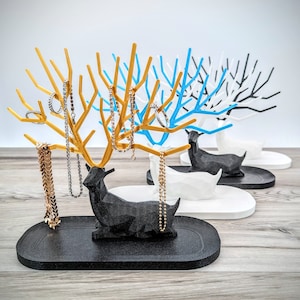 Jewelry Holder, Deer Sculpture, Jewelry Organizer, Custom Color Necklace, Ring, Bracelet, and Earrings Deer Antlers Stand with Catchall Tray