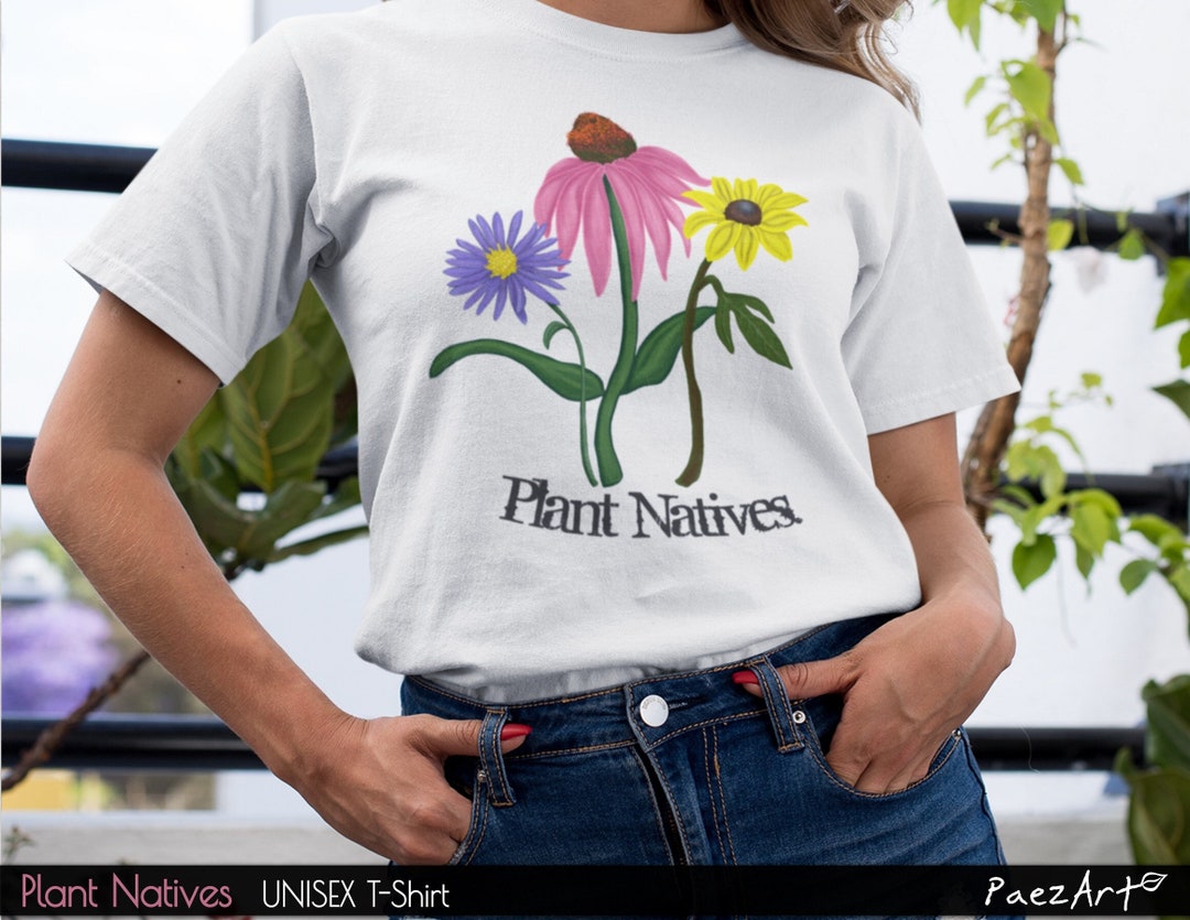 Wildflower Tshirt Plant Natives Shirt Floral Tshirt Solid Etsy