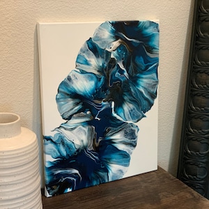 Originale, pittura acrilica versata, colata olandese, arte fluida, arte murale astratta su tela 16 x 20