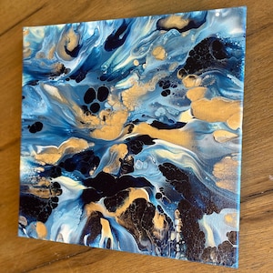 Original acrylic pour painting, Abstract fluid art, wall art on 12 x 12 canvas