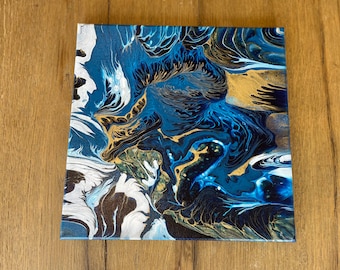 Original acrylic pour painting, Abstract fluid art, wall art on 12 x 12 canvas