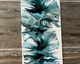 Original, Acrylic pour painting, Dutch pour, Fluid art, abstract wall art on 20 x 10 canvas.