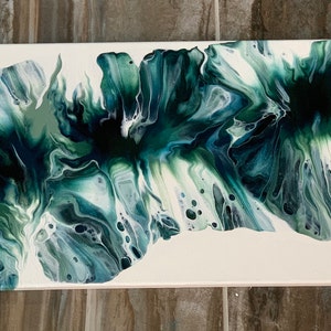 Original, acrylic pour painting, fluid art, Dutch pour, abstract wall art on 12 x 24 canvas