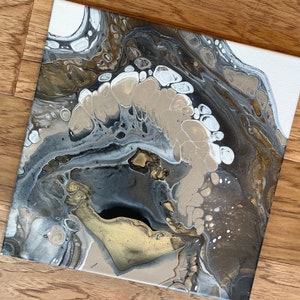 Original acrylic pour painting, Abstract fluid art, wall art on 12 x 12 canvas