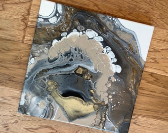 Original acrylic pour painting, Abstract fluid art, wall art on 12 x 12 canvas
