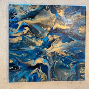 Original acrylic pour painting, Abstract fluid art, wall art on 12 x 12 canvas