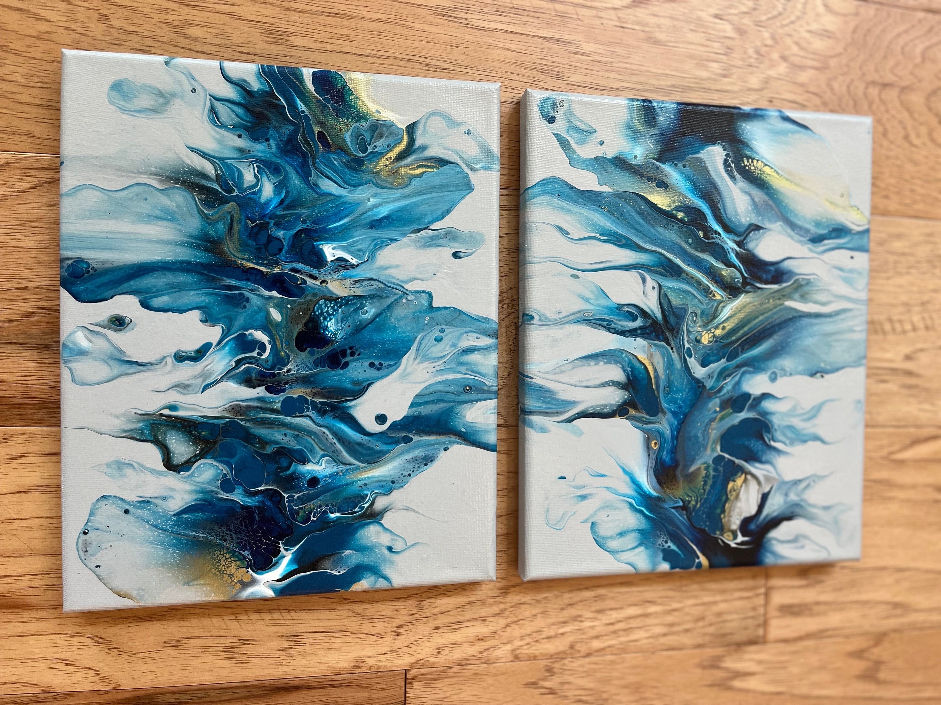 Original Acrylic Pour Paint Fluid Art Canvas 16x 12 Signed by Artist ✨