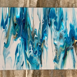 Original, acrylic pour painting, Dutch pour, fluid art, abstract wall art on a 12 x 16 canvas