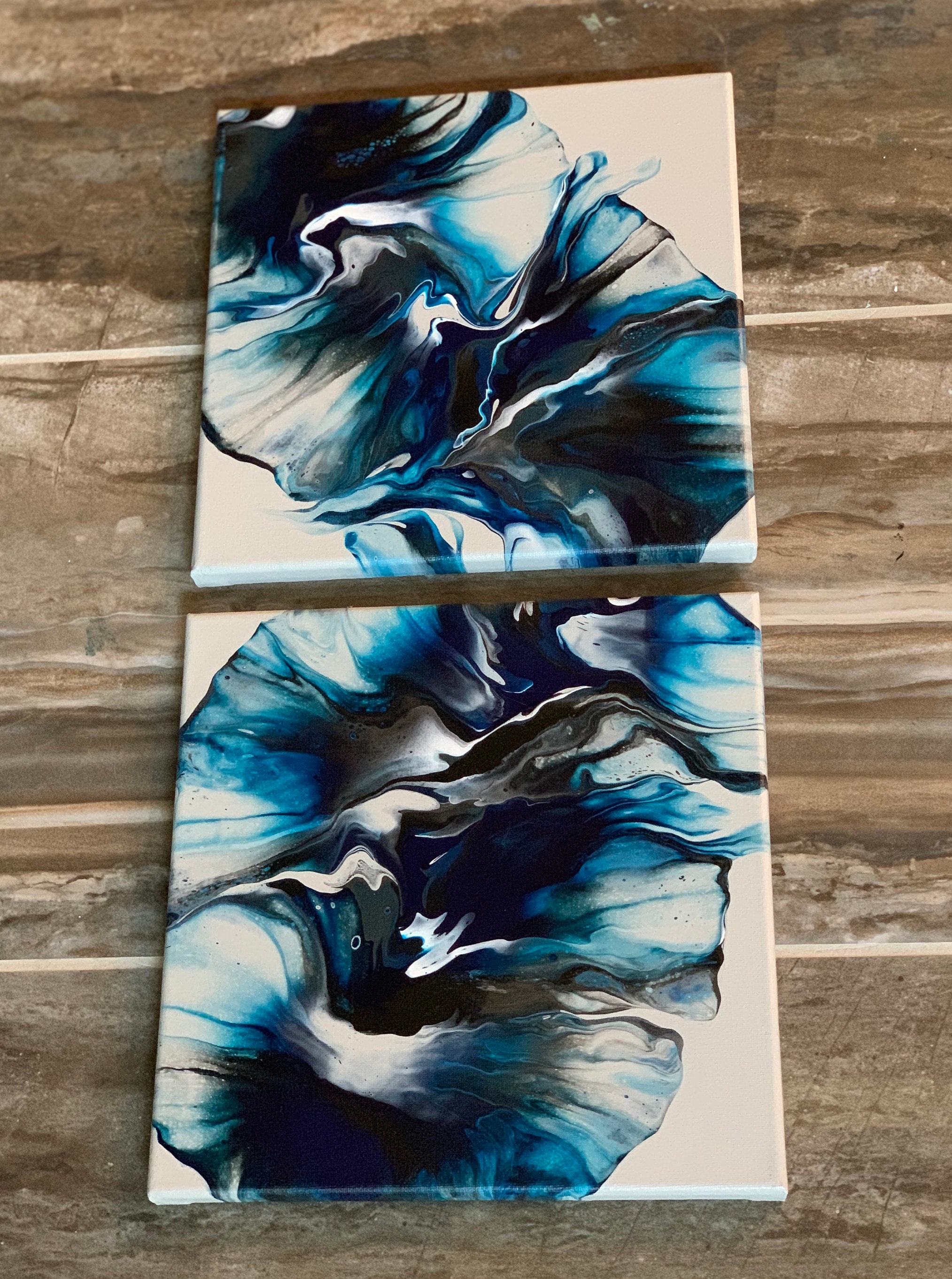 Original Set of Acrylic Pour Paintings Dutch Pour Fluid | Etsy