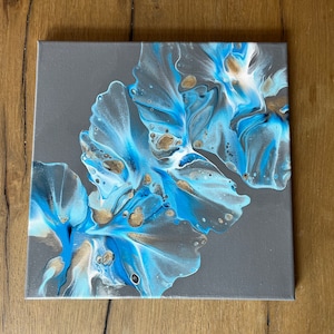 Original acrylic Dutch pour painting, Abstract fluid art, wall art on 12 x 12 canvas