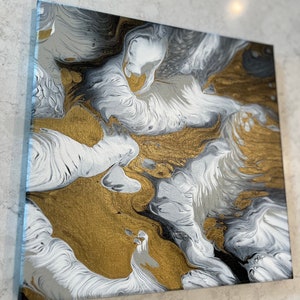Original acrylic pour painting, Abstract fluid art, wall art on 12 x 12 canvas