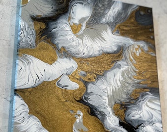 Original acrylic pour painting, Abstract fluid art, wall art on 12 x 12 canvas