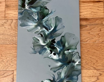 Original, acrylic pour painting, fluid art, abstract wall art on 24 x 12 canvas