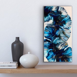 Original, acrylic pour painting, Dutch pour, fluid art, abstract painting, wall art, wall decor on 12 x 24 canvas