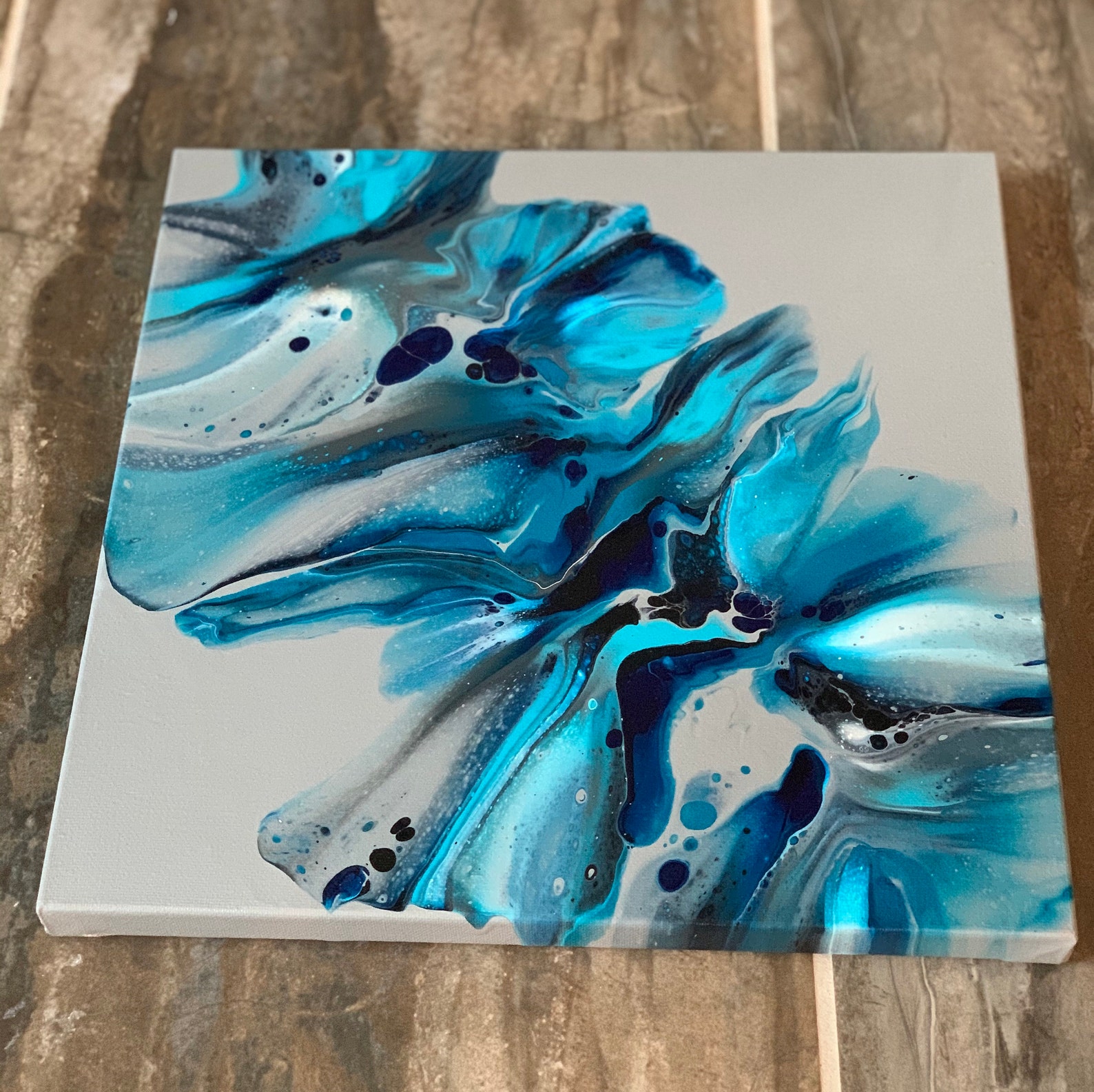 Original, Acrylic Pour Painting, Dutch Pour, Abstract, Fluid Art on 12 ...