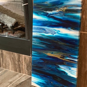 Original, Acrylic Fluid art painting, Abstract wall art, acrylic pour painting on 12 x 24 canvas