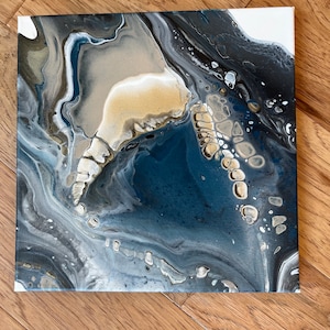 Original, acrylic pour painting, fluid art, abstract wall art on 12 x 12 canvas