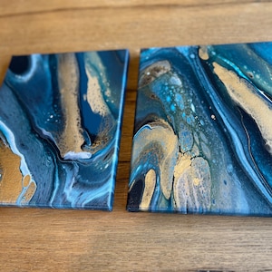 Set von zwei Originalen, Acrylbilder, flüssige Kunst, abstrakte Wandkunst auf zwei 8 x 10 Leinwänden