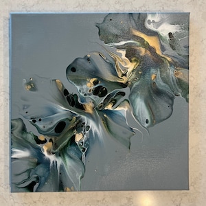 Original acrylic Dutch pour painting, Abstract fluid art, wall art on 12 x 12 canvas