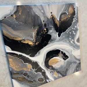 Original acrylic pour painting, Abstract fluid art, wall art on 12 x 12 canvas