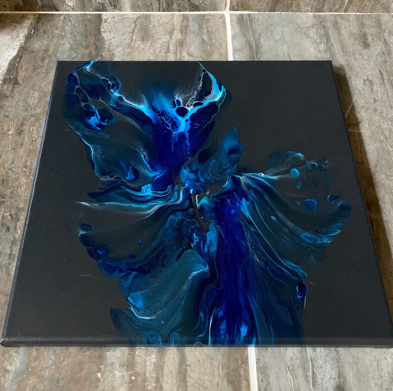 Original abstract Dutch pour fluid art wall art on 12 x 12 Etsy