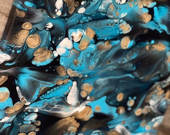 Original, acrylic pour painting, Dutch pour, fluid art, abstract wall art on 12 x 12 canvas