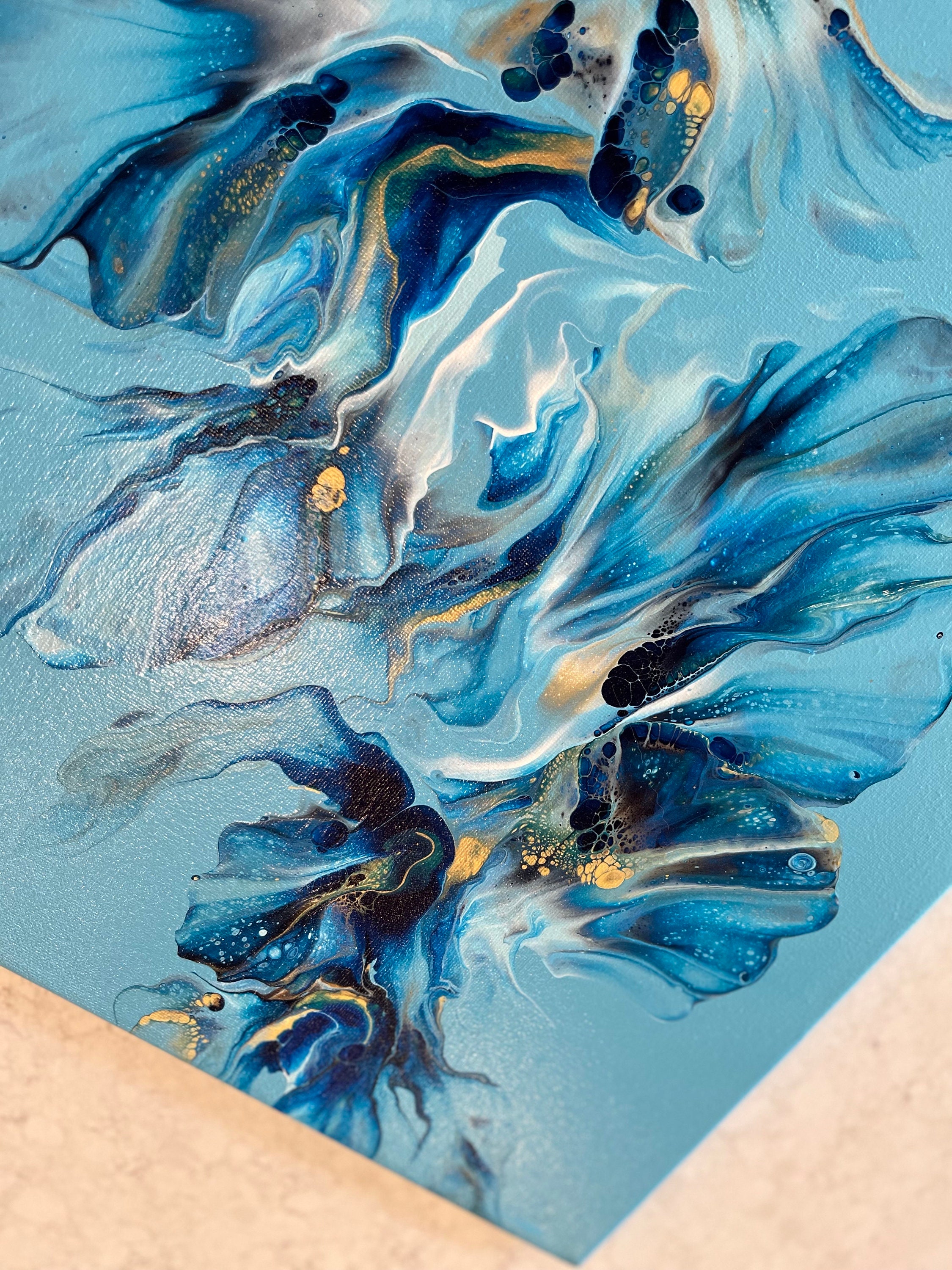 絵画 Acrylic painting A3 Original Acrylic Dutch Pour Painting, Abstract Fluid Art, Wall Art