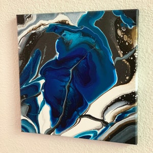Original, Acrylic Pour painting, abstract fluid art on 12 x 12 canvas, wall art